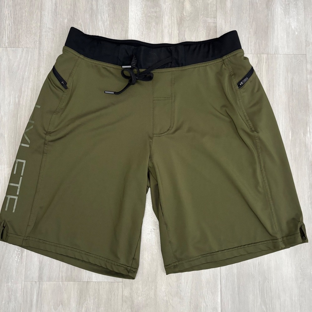 Hylete Mens Athletic Training Shorts Olive Green Black Stretch MMA Small